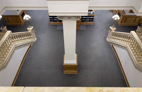 Central Library grand staircase view from 2nd floor